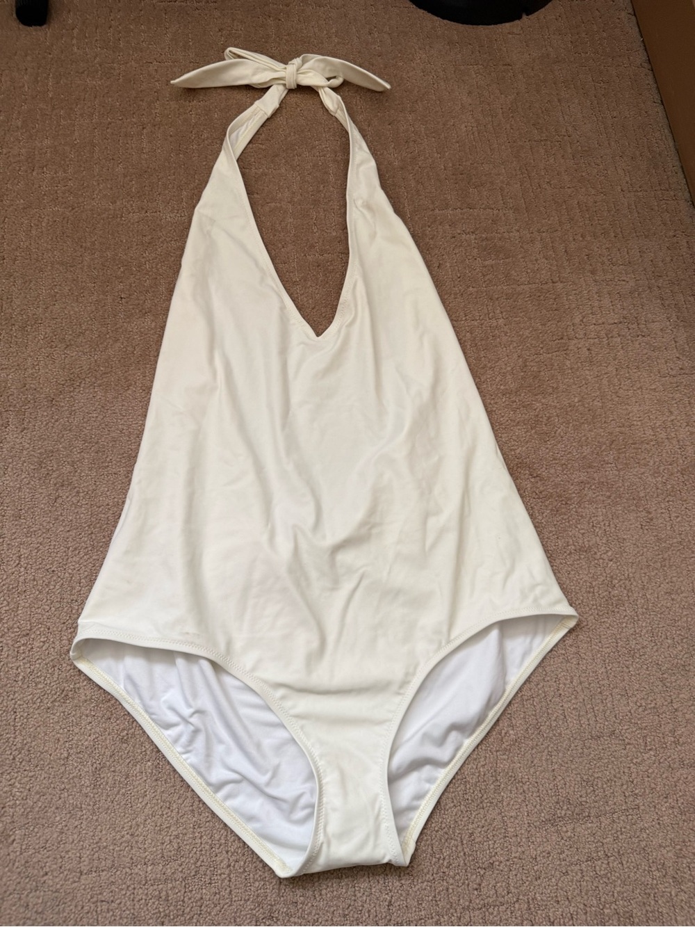 Classic Cream Halter One-Piece Swimsuit
